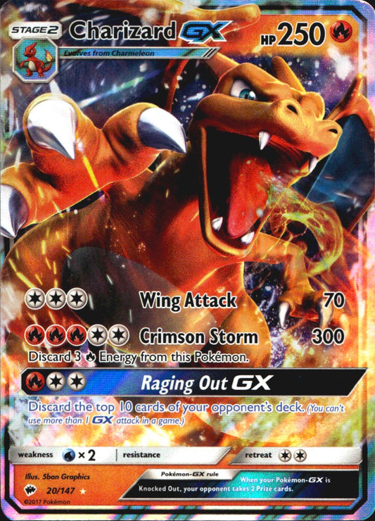 Charizard GX 20/147 Holo GX Rare Burning Shadows Pokemon Near Mint