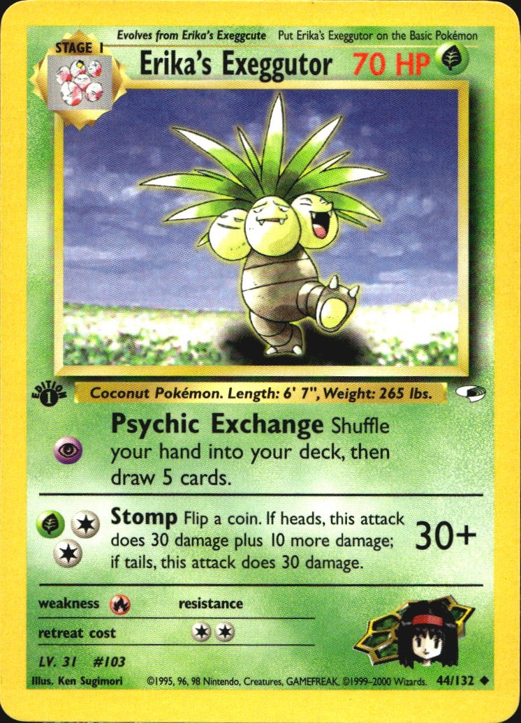 Erika's Exeggutor 44/132 Gym Heroes Uncommon Pokemon 1st Edition Near Mint