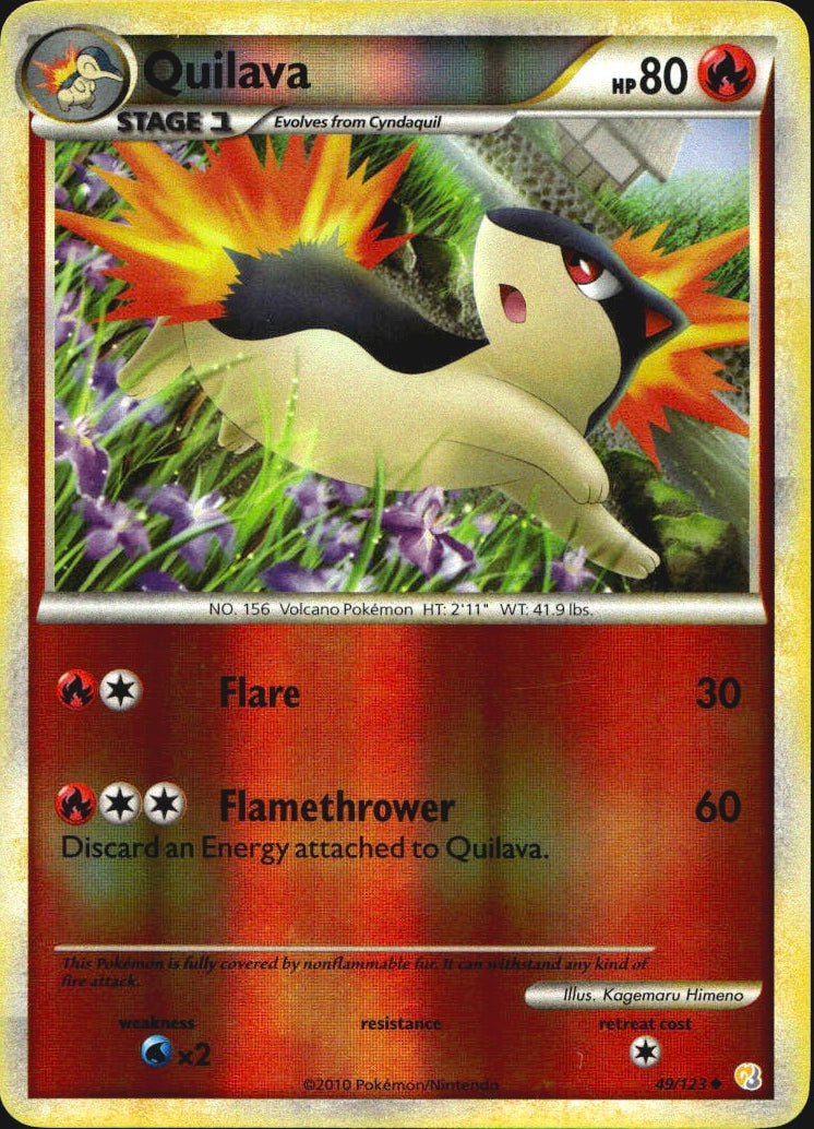 Quilava 49/123 HeartGold & SoulSilver Uncommon Pokemon Reverse Holo Near Mint