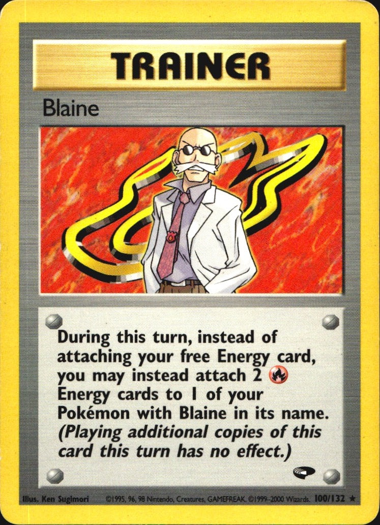 Blaine 100/132 Rare Gym Challenge Pokemon Moderately Played