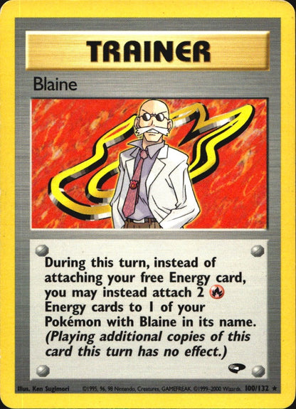 Blaine 100/132 Rare Gym Challenge Pokemon Moderately Played