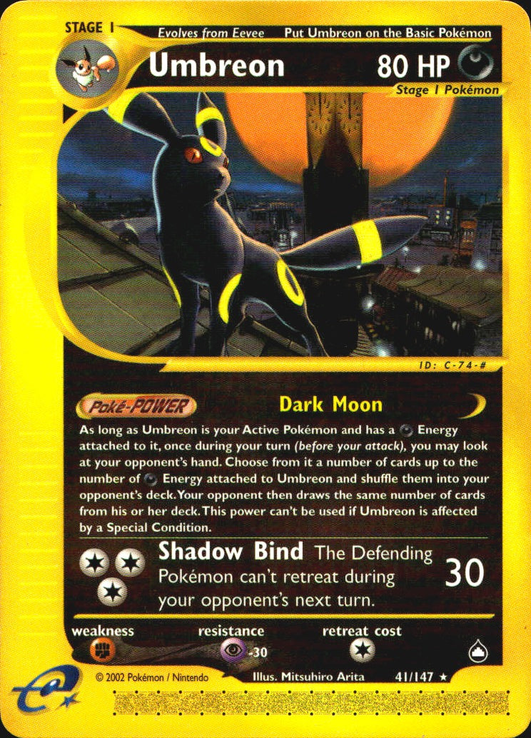 Umbreon 41 Rare Aquapolis Pokemon Lightly Played