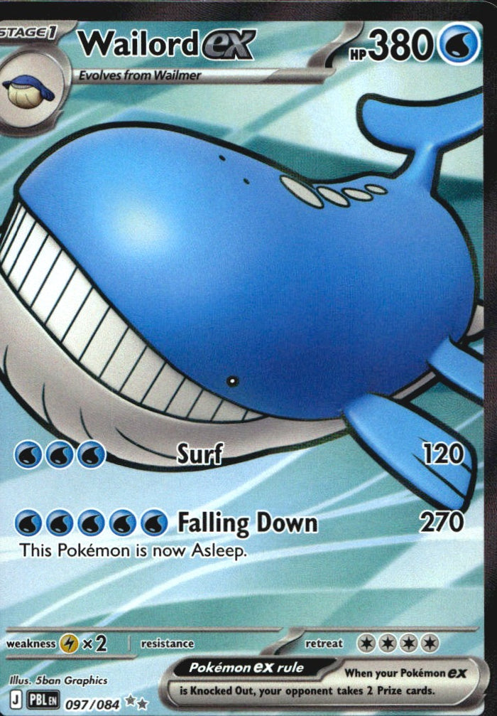 Wailord ex 097/084 Pitch Black Ultra Rare Pokemon Holo Near Mint