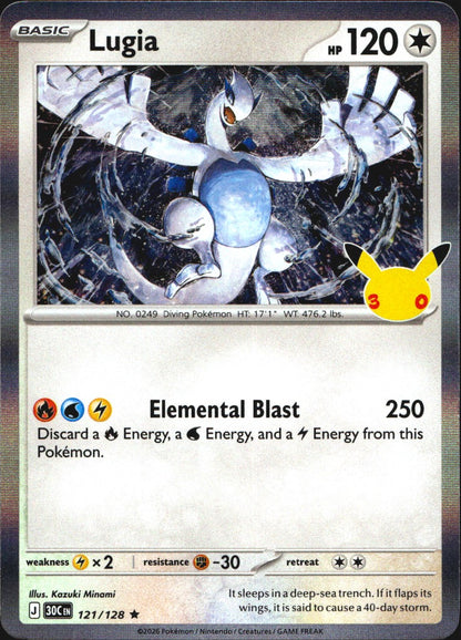Lugia 121/128 ME: 30th Celebration Rare Pokemon Holo Near Mint