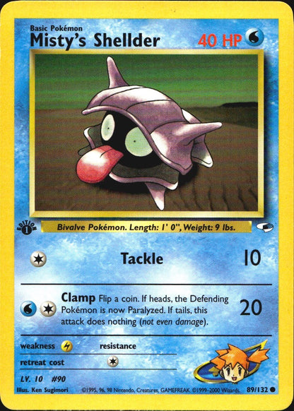 Misty's Shellder 89/132 Gym Heroes Common Pokemon 1st Edition Near Mint