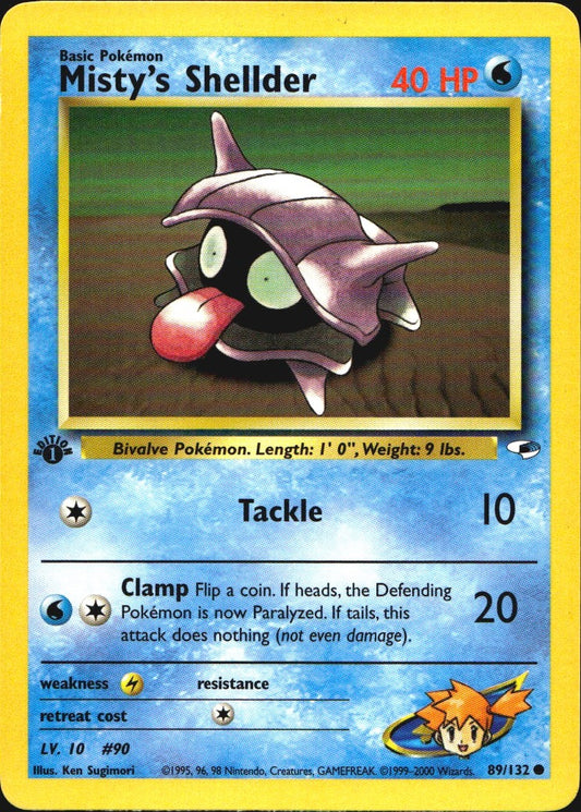 Misty's Shellder 89/132 Gym Heroes Common Pokemon 1st Edition Near Mint