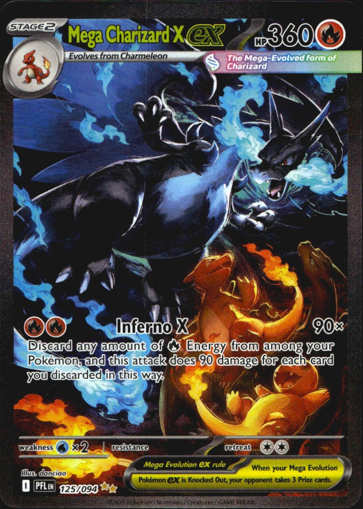 Mega Charizard X ex 125/094 Phantasmal Flames Pokemon Holo NM