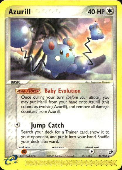 Azurill 31/100 Uncommon Sandstorm Pokemon Near Mint