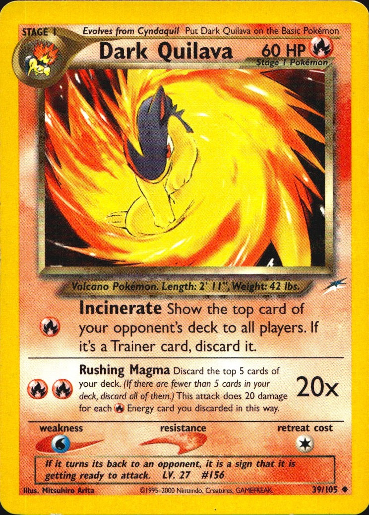 Dark Quilava 39/105 Uncommon Neo Destiny Pokemon Lightly Played