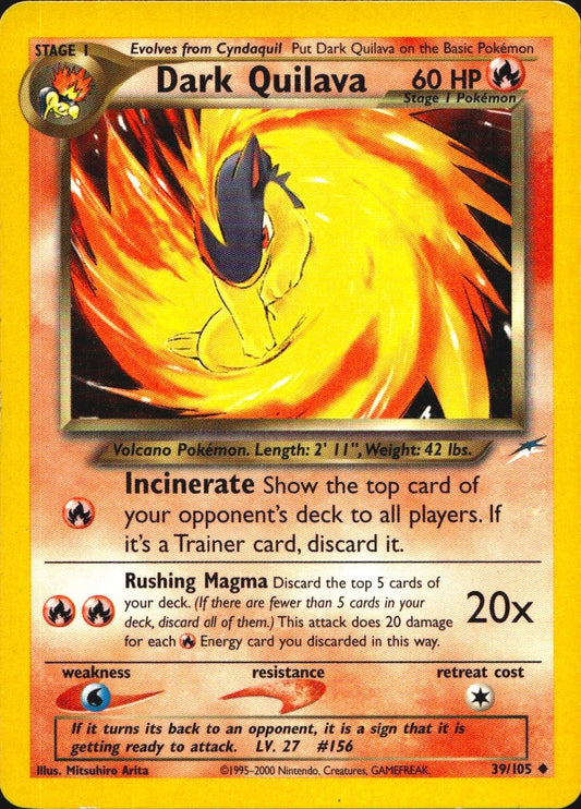 Dark Quilava 39/105 Uncommon Neo Destiny Pokemon Lightly Played