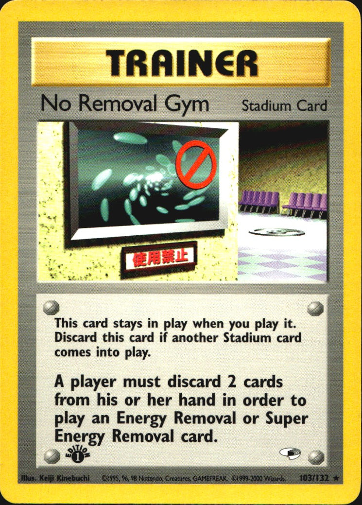 No Removal Gym 103/132 Gym Heroes Rare Pokemon 1st Edition Near Mint