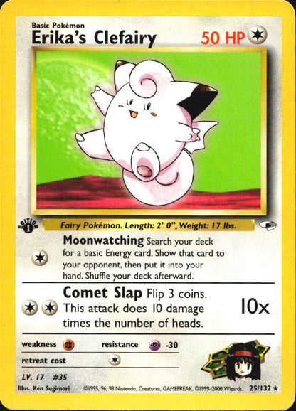 Erika's Clefairy 25/132 Gym Heroes Rare Pokemon 1st Edition Near Mint