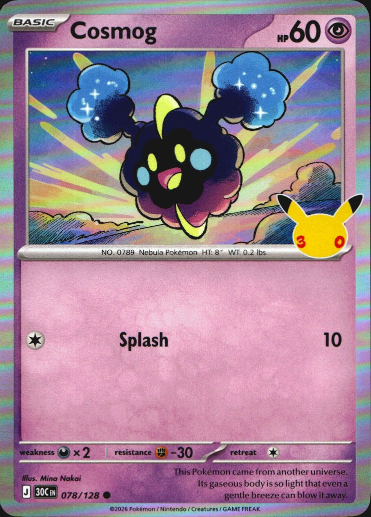Cosmog 078/128 ME: 30th Celebration Pokemon Holo Near Mint