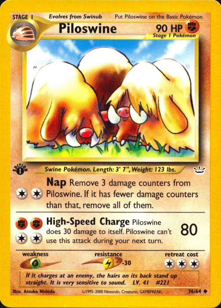 Piloswine 36/64 Neo Revelation Uncommon Pokemon 1st Edition Near Mint