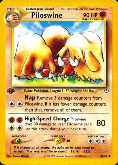 Piloswine 36/64 Neo Revelation Uncommon Pokemon 1st Edition Near Mint