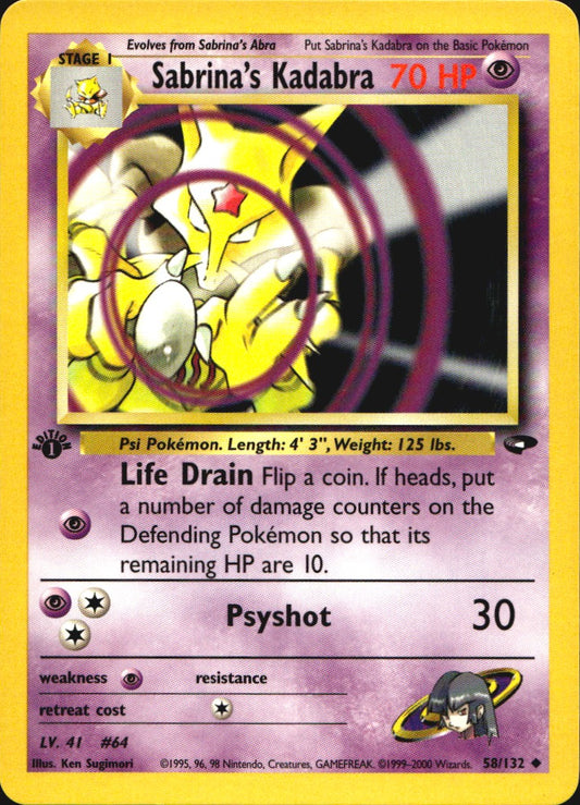 Sabrina's Kadabra 58/132 Gym Challenge Uncommon Pokemon 1st Edition Near Mint