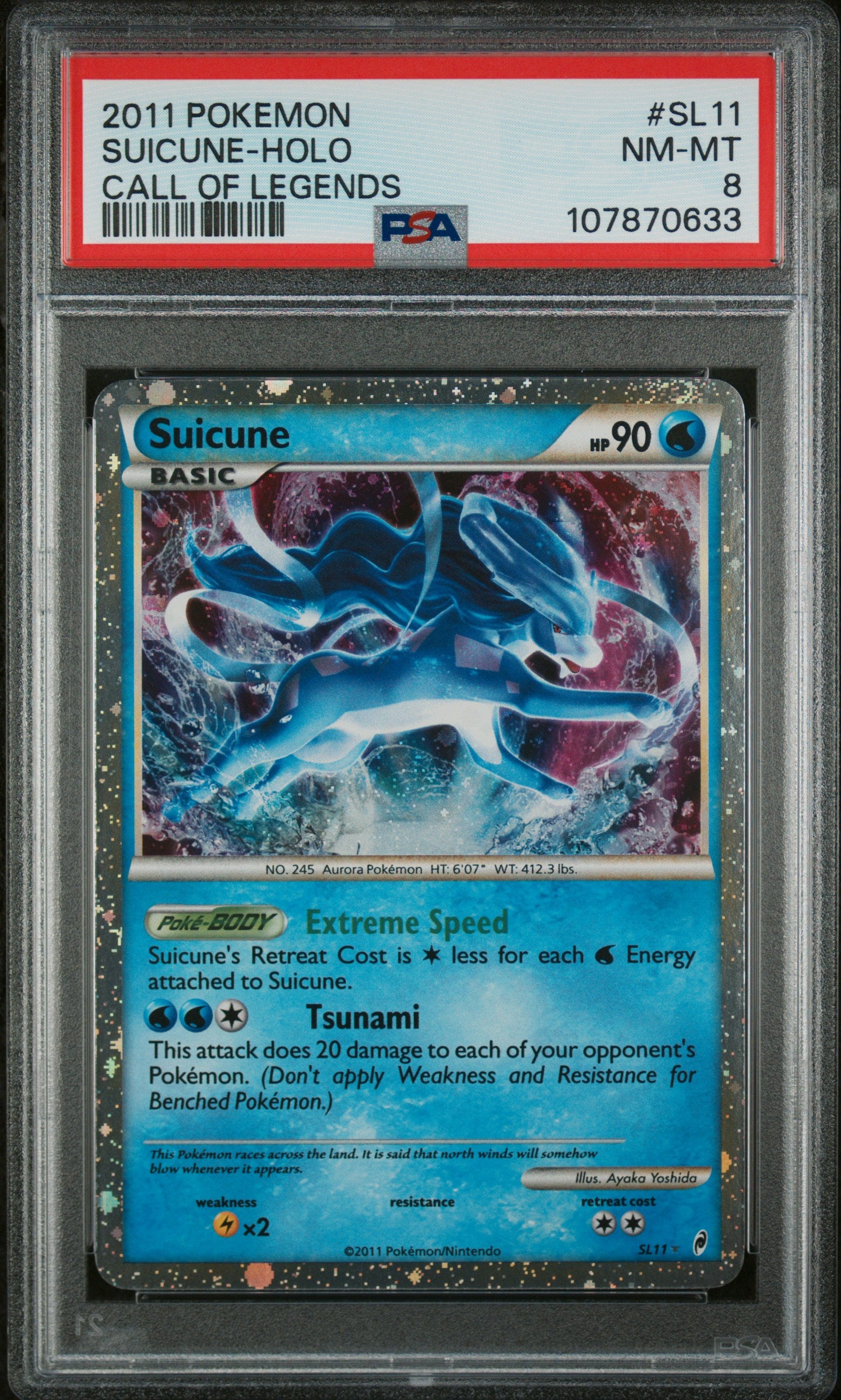 Suicune Holo SL11 Call Of Legends Pokemon PSA 8