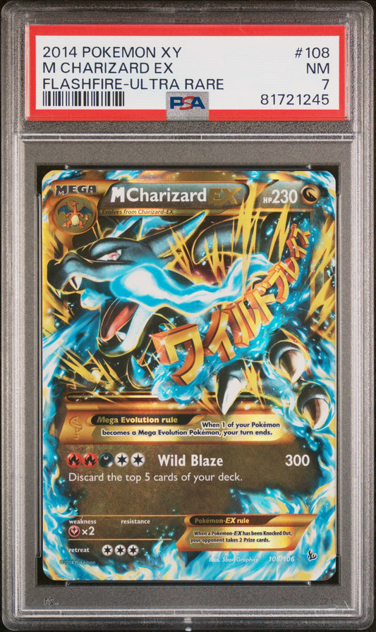 M Charizard EX 108/106 Ultra Rare Flashfire Pokemon PSA 7