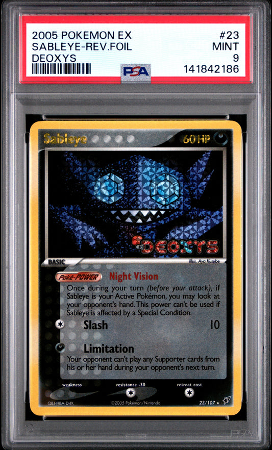 Sableye Reverse Holo 23/107 Deoxys Pokemon PSA 9