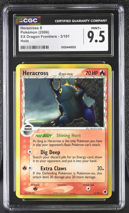 Heracross 3/101 Holo EX Dragon Frontiers Pokemon CGC 9.5 Mint+