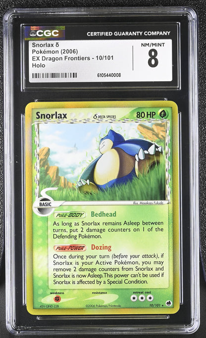 Snorlax 10/101 Holo EX Dragon Frontiers Pokemon CGC 8 Nm/mint