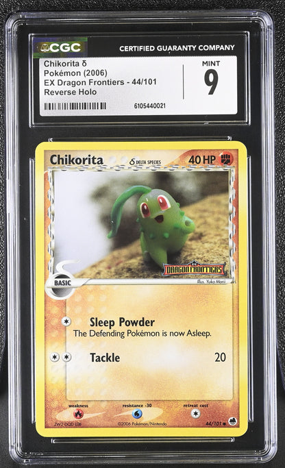Chikorita 44/101 Reverse Holo EX Dragon Frontiers Pokemon CGC 9 Mint