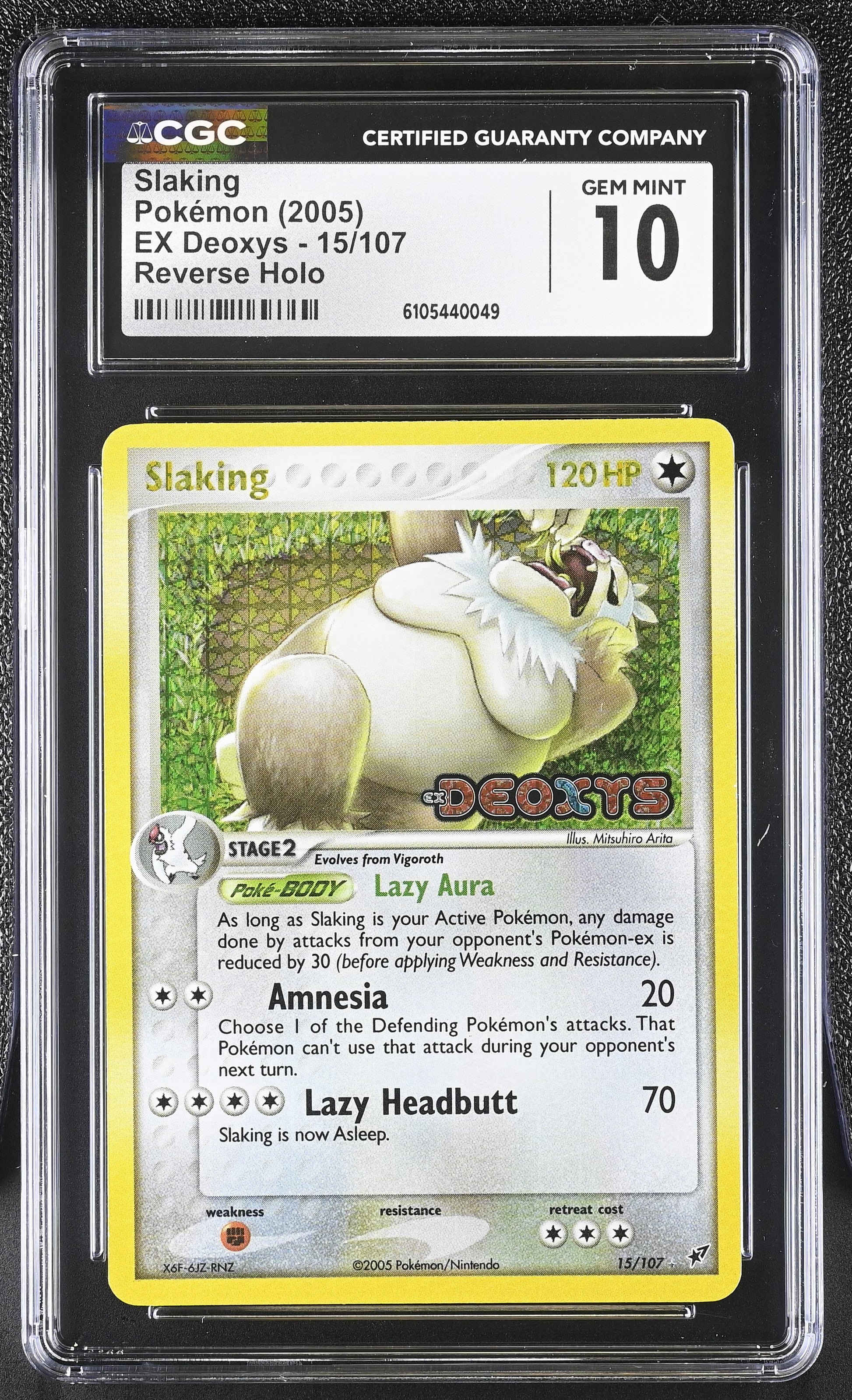 Slaking 15/107 Reverse Holo EX Deoxys Pokemon CGC 10 Gem Mint