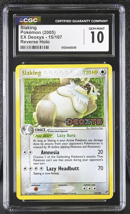 Slaking 15/107 Reverse Holo EX Deoxys Pokemon CGC 10 Gem Mint