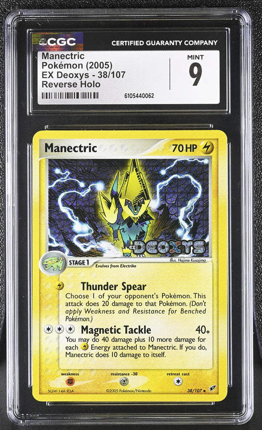 Manectric 38/107 Reverse Holo EX Deoxys Pokemon CGC 9 Mint