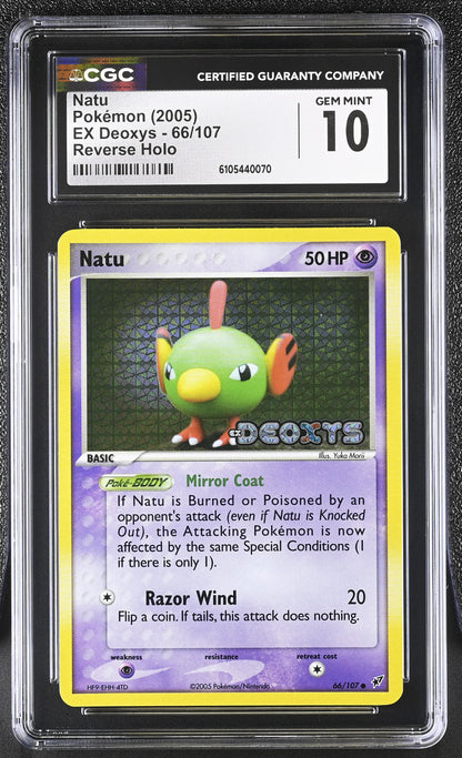 Natu 66/107 Reverse Holo EX Deoxys Pokemon CGC 10 Gem Mint