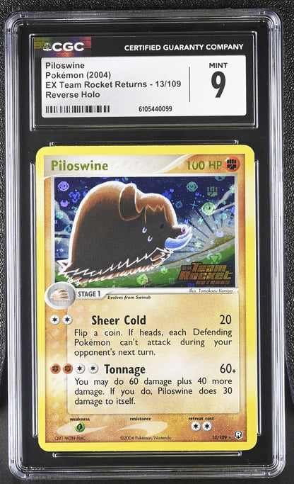 Piloswine 13/109 Reverse Holo EX Team Rocket Returns Pokemon CGC 9 Mint