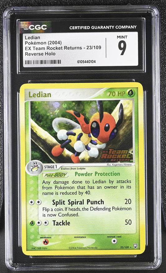 Ledian 23/109 Reverse Holo EX Team Rocket Returns Pokemon CGC 9 Mint