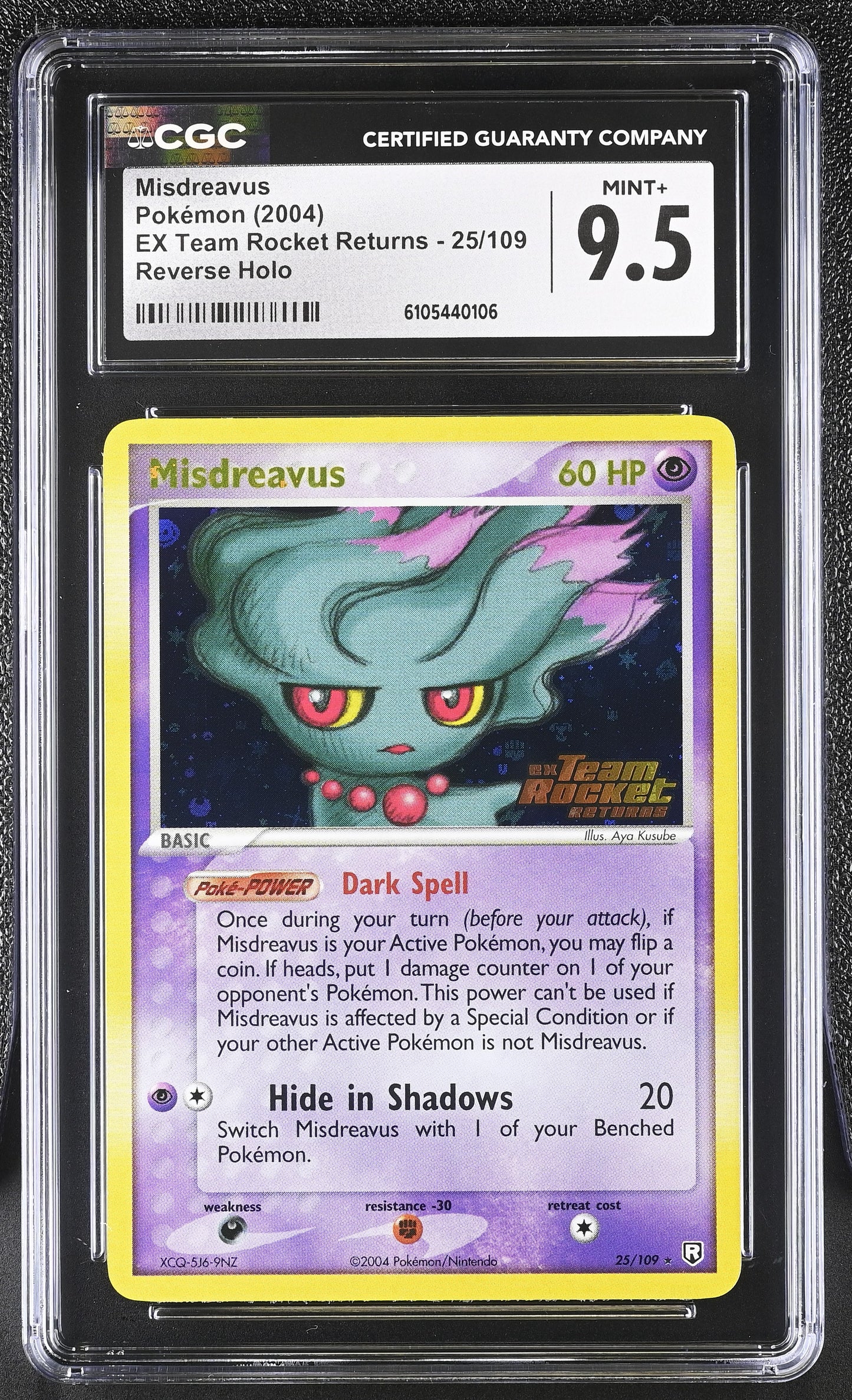 Misdreavus 25/109 Reverse Holo EX Team Rocket Returns Pokemon CGC 9.5 Mint+