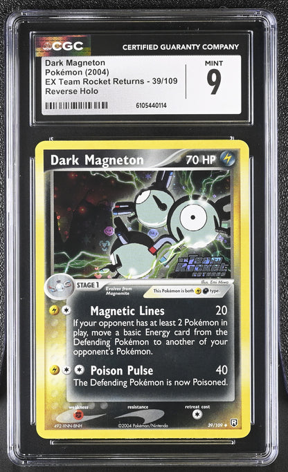 Dark Magneton 39/109 Reverse Holo EX Team Rocket Returns Pokemon CGC 9 Mint