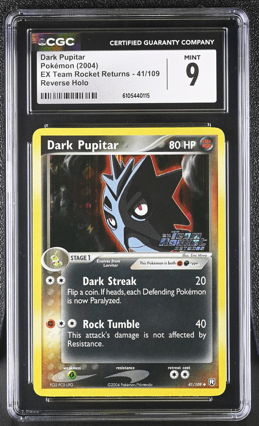 Dark Pupitar 41/109 Reverse Holo EX Team Rocket Returns Pokemon CGC 9 Mint