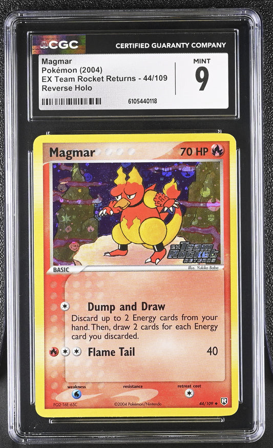 Magmar 44/109 Reverse Holo EX Team Rocket Returns Pokemon CGC 9 Mint
