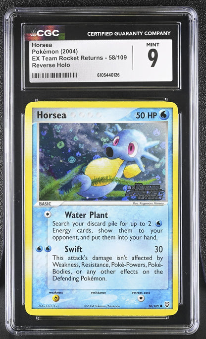 Horsea 58/109 Reverse Holo EX Team Rocket Returns Pokemon CGC 9 Mint