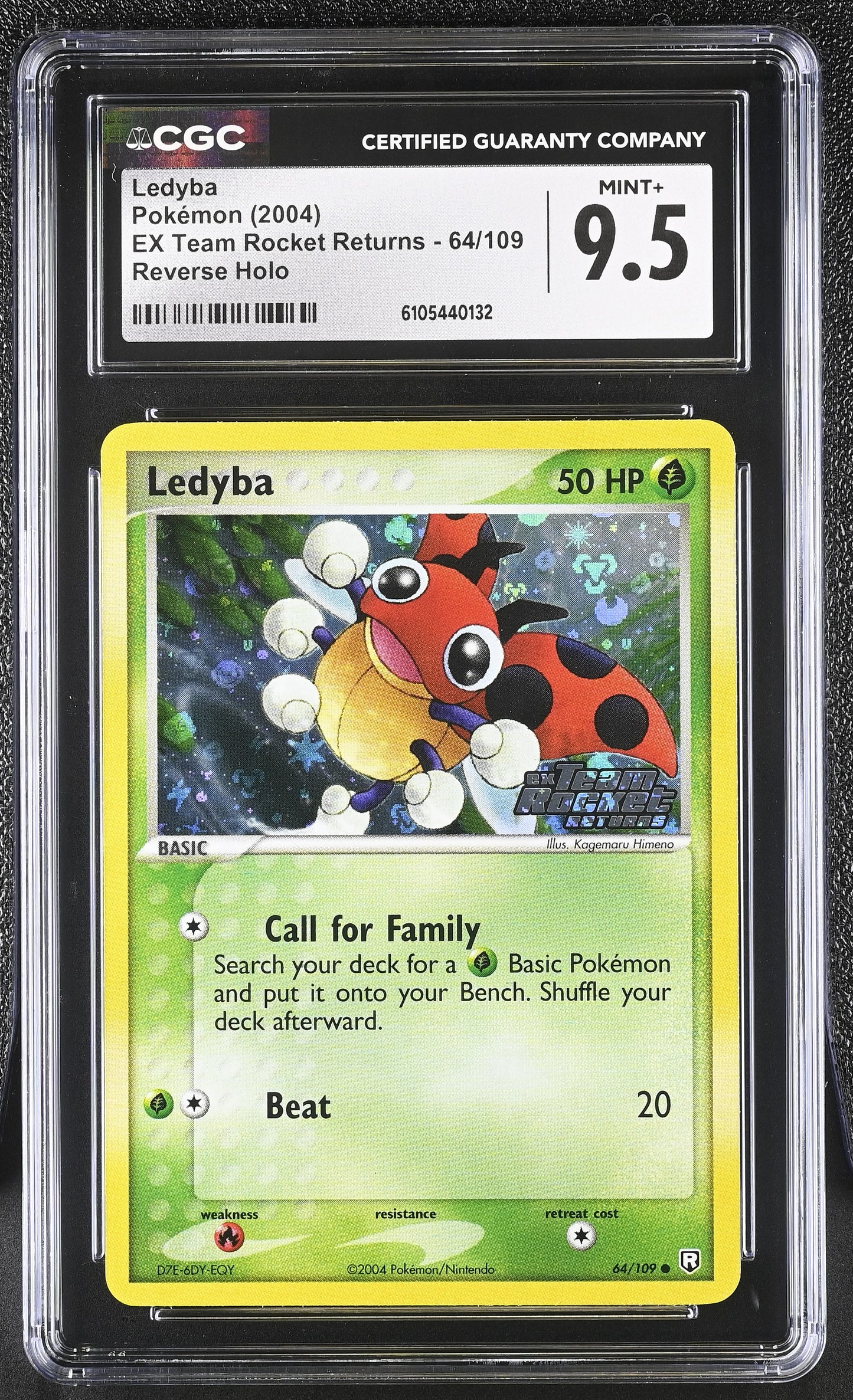 Ledyba 64/109 Reverse Holo EX Team Rocket Returns Pokemon CGC 9.5 Mint+