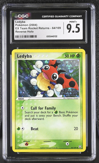 Ledyba 64/109 Reverse Holo EX Team Rocket Returns Pokemon CGC 9.5 Mint+