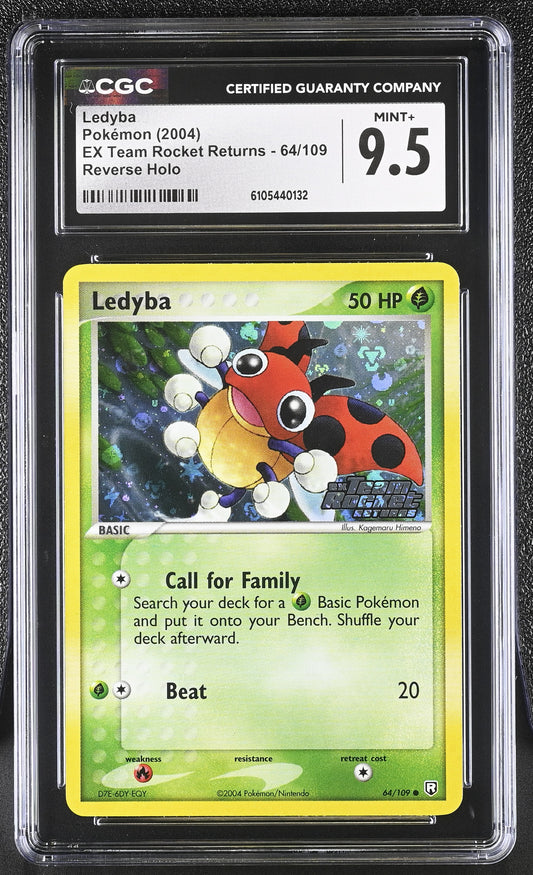 Ledyba 64/109 Reverse Holo EX Team Rocket Returns Pokemon CGC 9.5 Mint+