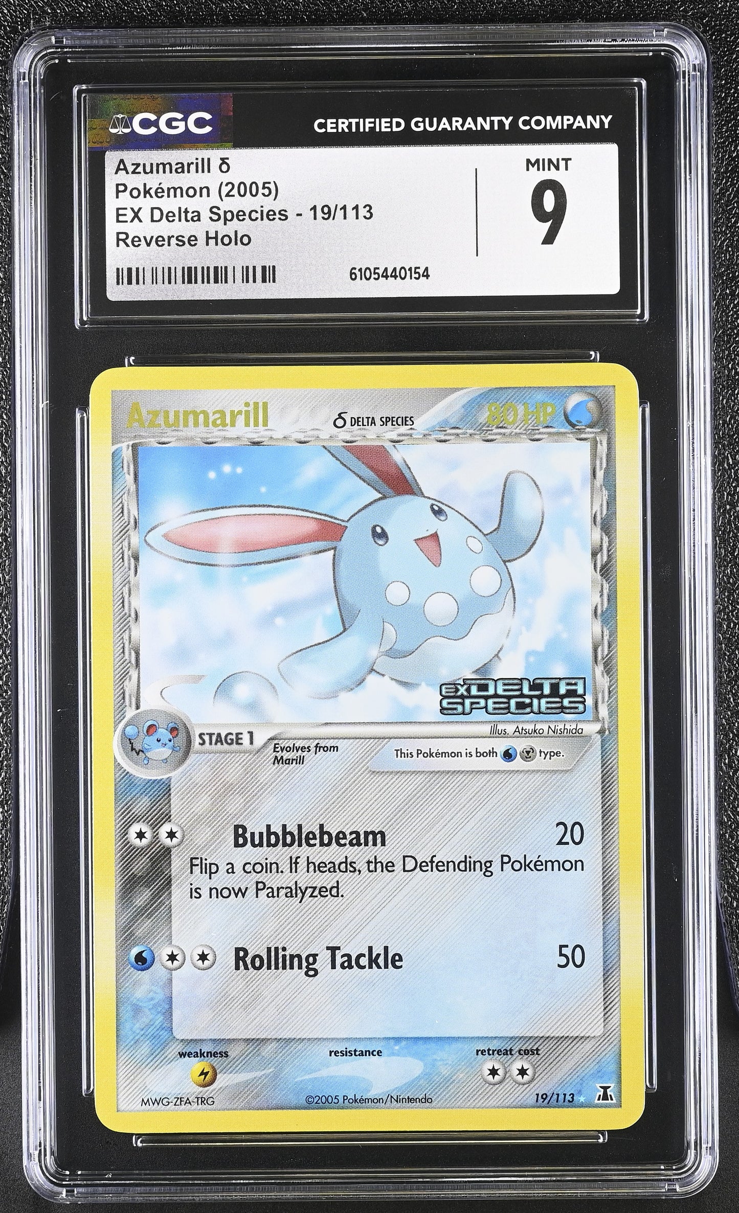 Azumarill 19/113 Reverse Holo EX Delta Species Pokemon CGC 9 Mint