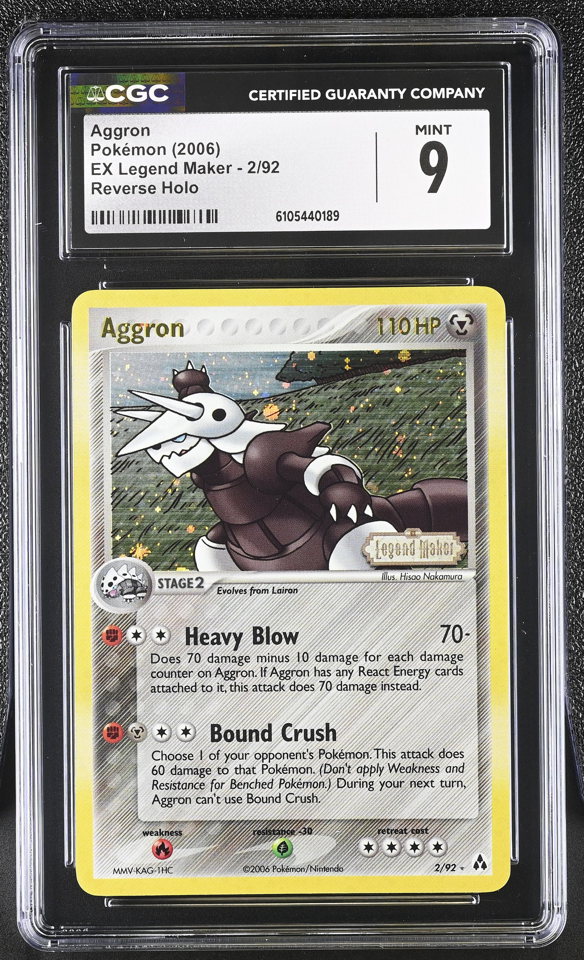 Aggron 2/92 Reverse Holo EX Legend Maker Pokemon CGC 9 Mint