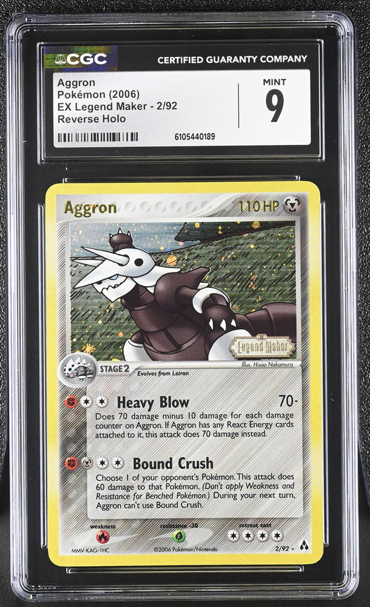 Aggron 2/92 Reverse Holo EX Legend Maker Pokemon CGC 9 Mint