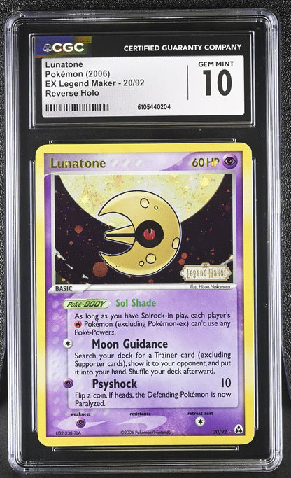 Lunatone 20/92 Reverse Holo EX Legend Maker Pokemon CGC 10 Gem Mint