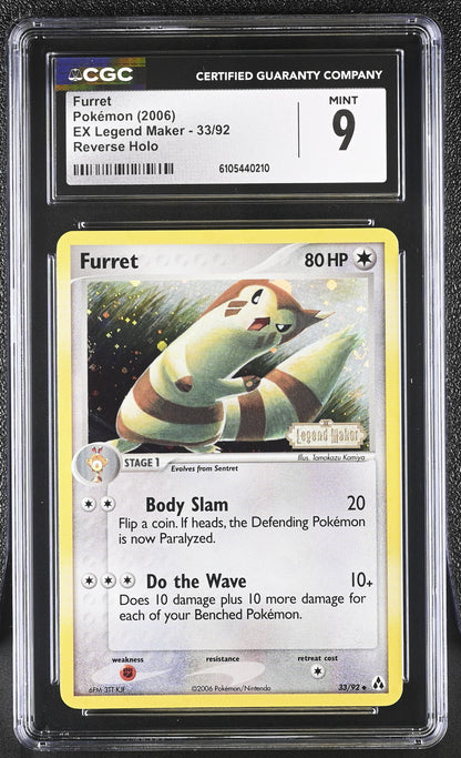 Furret 33/92 Reverse Holo EX Legend Maker Pokemon CGC 9 Mint