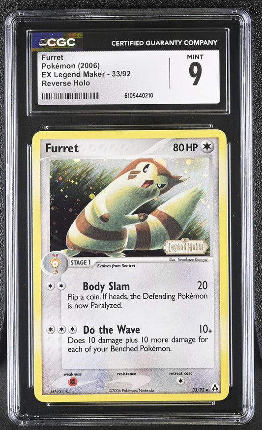 Furret 33/92 Reverse Holo EX Legend Maker Pokemon CGC 9 Mint