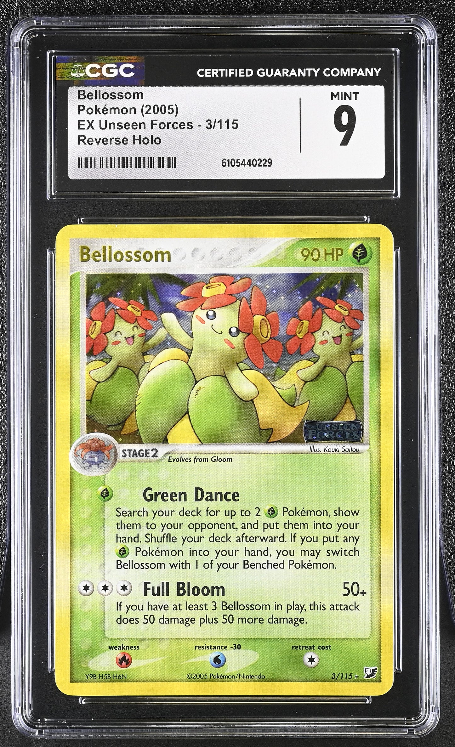 Bellossom 3/115 Reverse Holo EX Unseen Forces Pokemon CGC 9 Mint