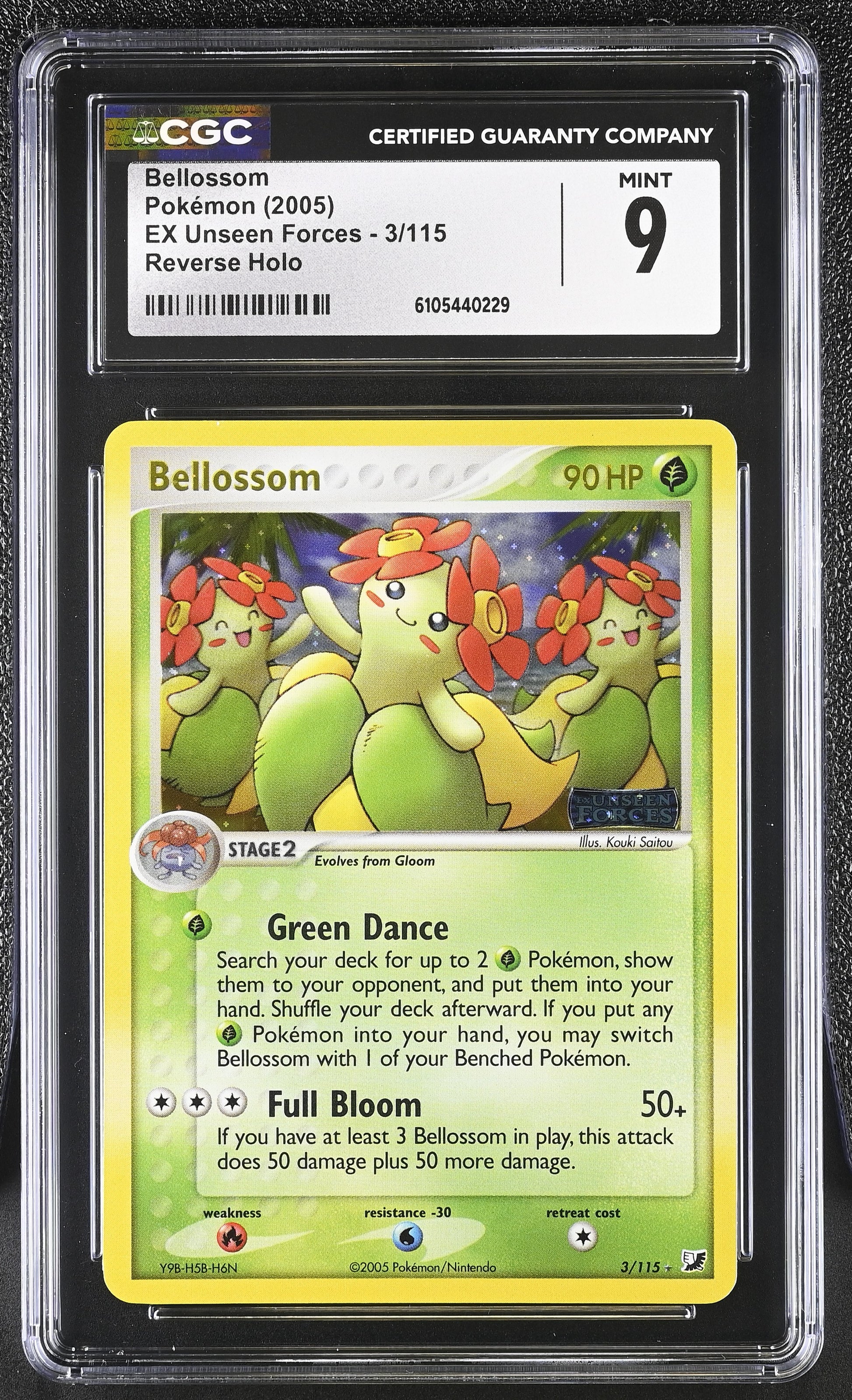 Bellossom 3/115 Reverse Holo EX Unseen Forces Pokemon CGC 9 Mint