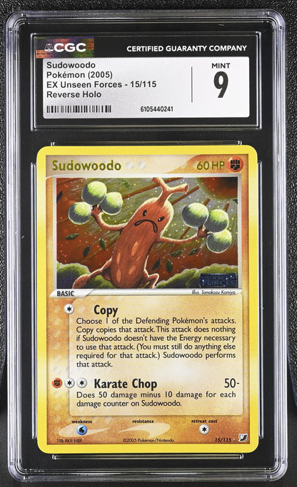 Sudowoodo 15/115 Reverse Holo EX Unseen Forces Pokemon CGC 9 Mint