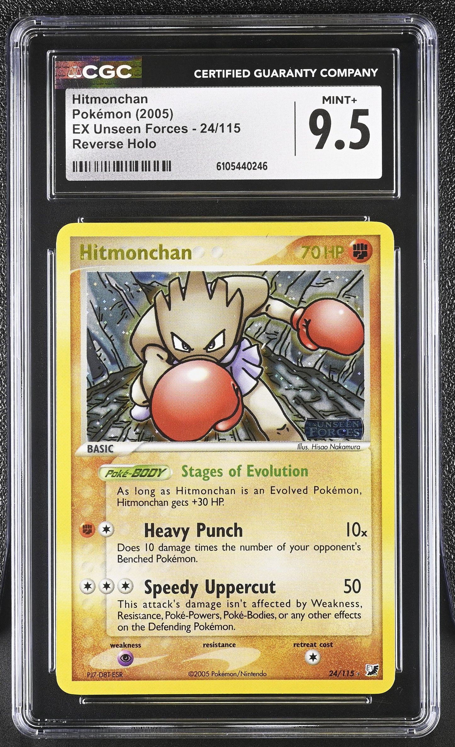 Hitmonchan 24/115 Reverse Holo EX Unseen Forces Pokemon CGC 9.5 Mint+